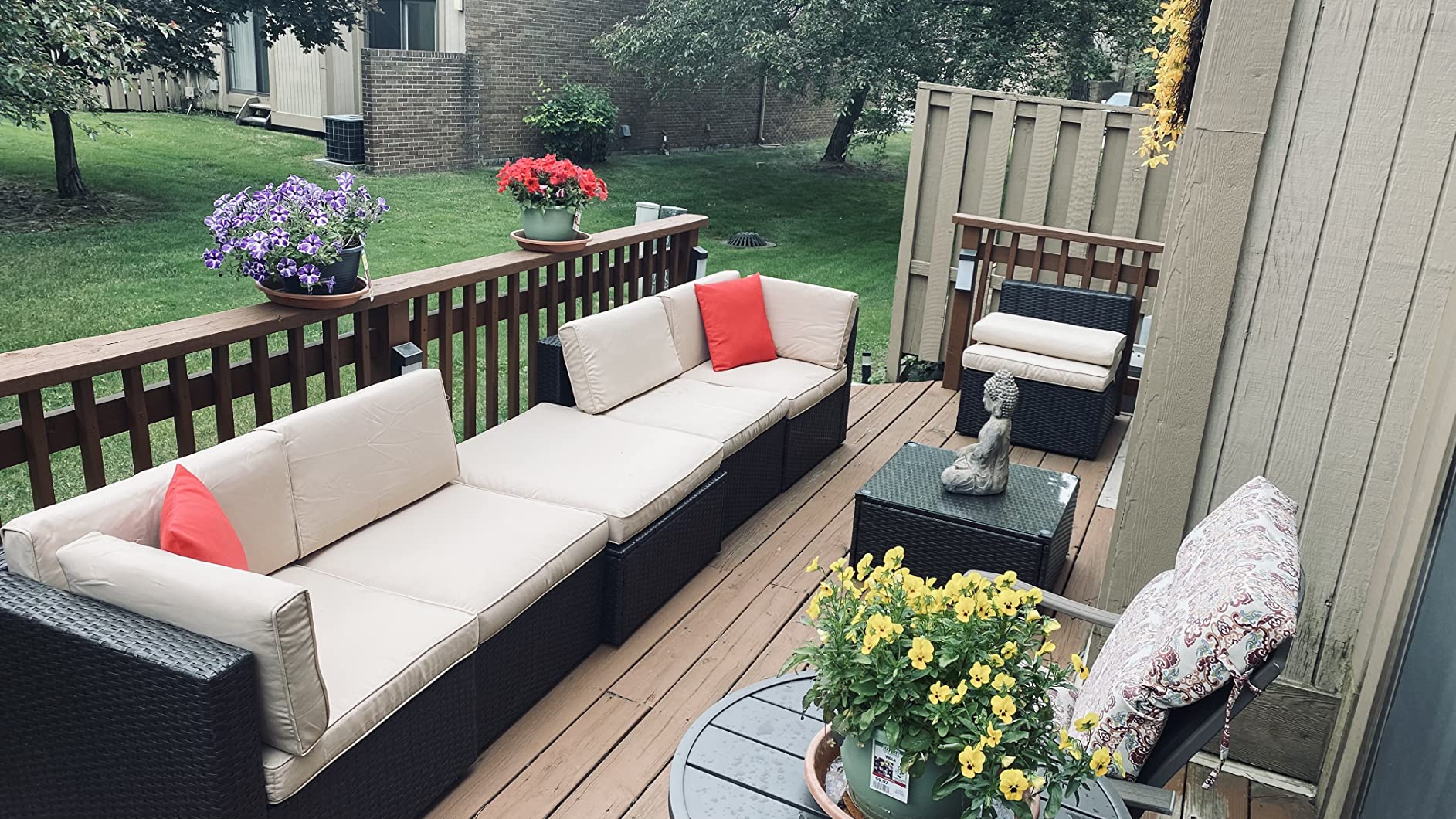 预发布站点、【Furniture】5 Pcs Patio Furniture Sets, All-Weather Brown PE Wicker Outdoor Couch Sectional Patio Set、mysite-12345