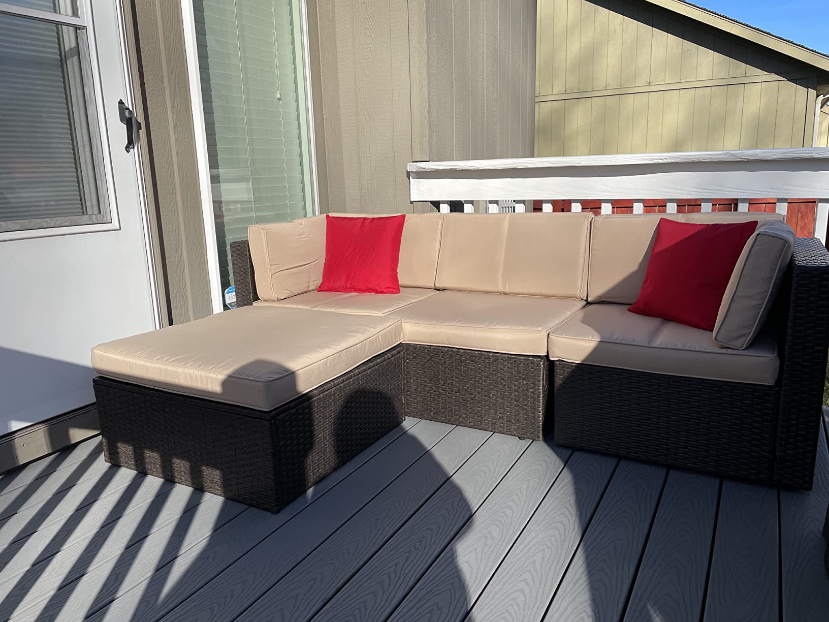 预发布站点、【Furniture】5 Pcs Patio Furniture Sets, All-Weather Brown PE Wicker Outdoor Couch Sectional Patio Set、mysite-12345