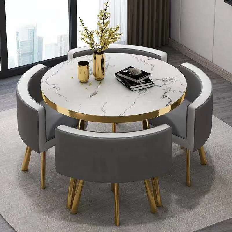 预发布站点、Favorable space saving MINI dining table set 4 chairs with MDF round coffee table.、-12345