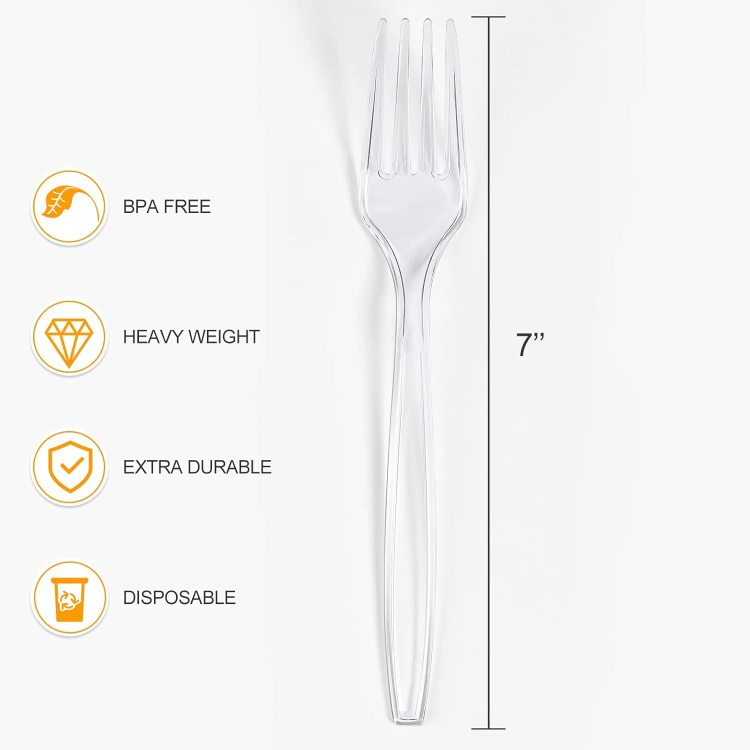 100 Count Clear Plastic Forks Heavy Duty, Premium Disposable Forks, Durable Plastic Cutlery for Parties, Picnics, Big Event, Daily Use - Heat Resistant & BPA Free111mysite