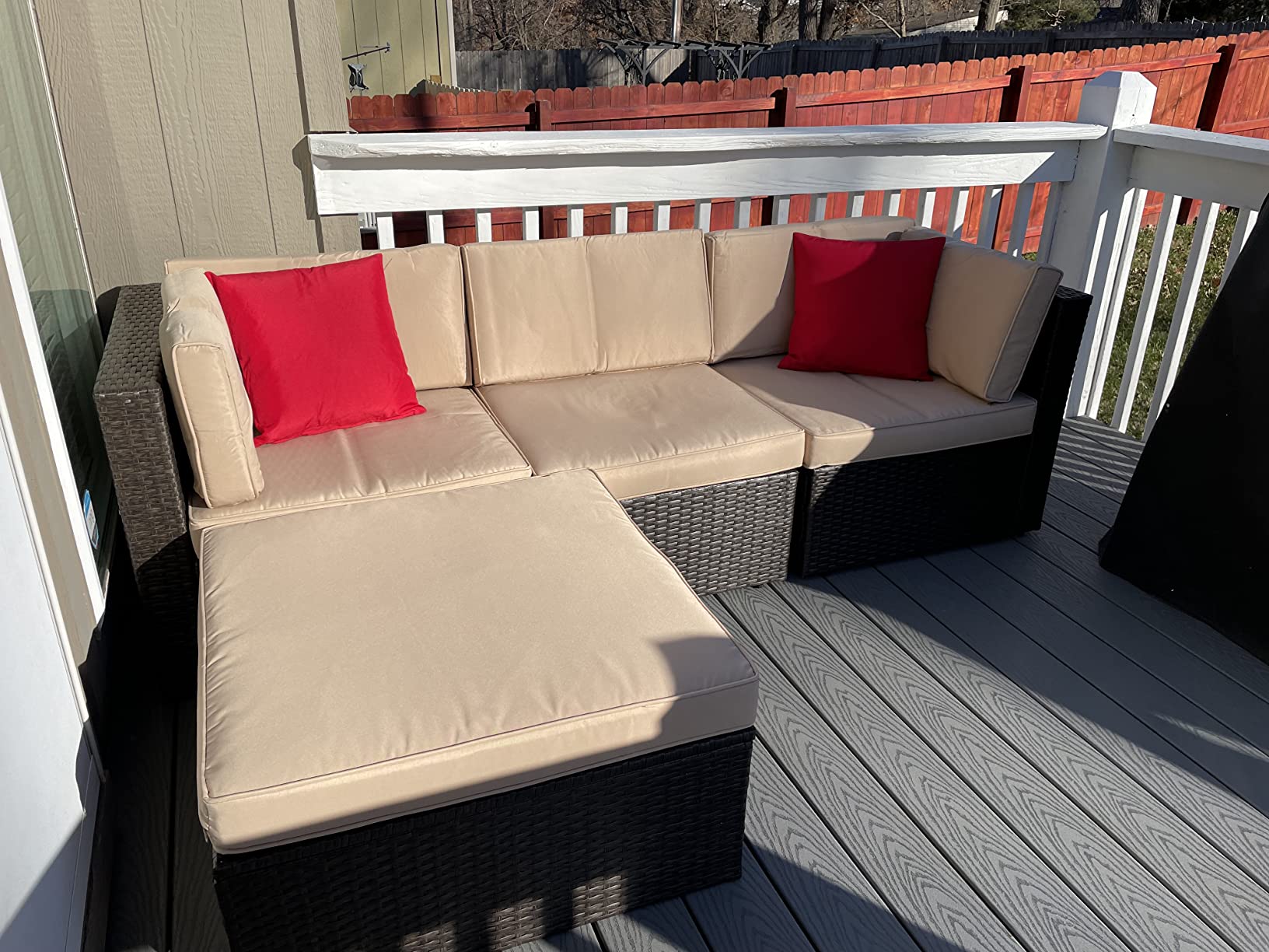 预发布站点、【Furniture】5 Pcs Patio Furniture Sets, All-Weather Brown PE Wicker Outdoor Couch Sectional Patio Set、mysite-12345