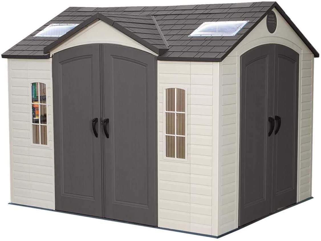 预发布站点、【Storage Shed】10'x8' Resin Outdoor Storage Shed with Shutters, Windows & Skylights for Garden Patio、mysite-12345
