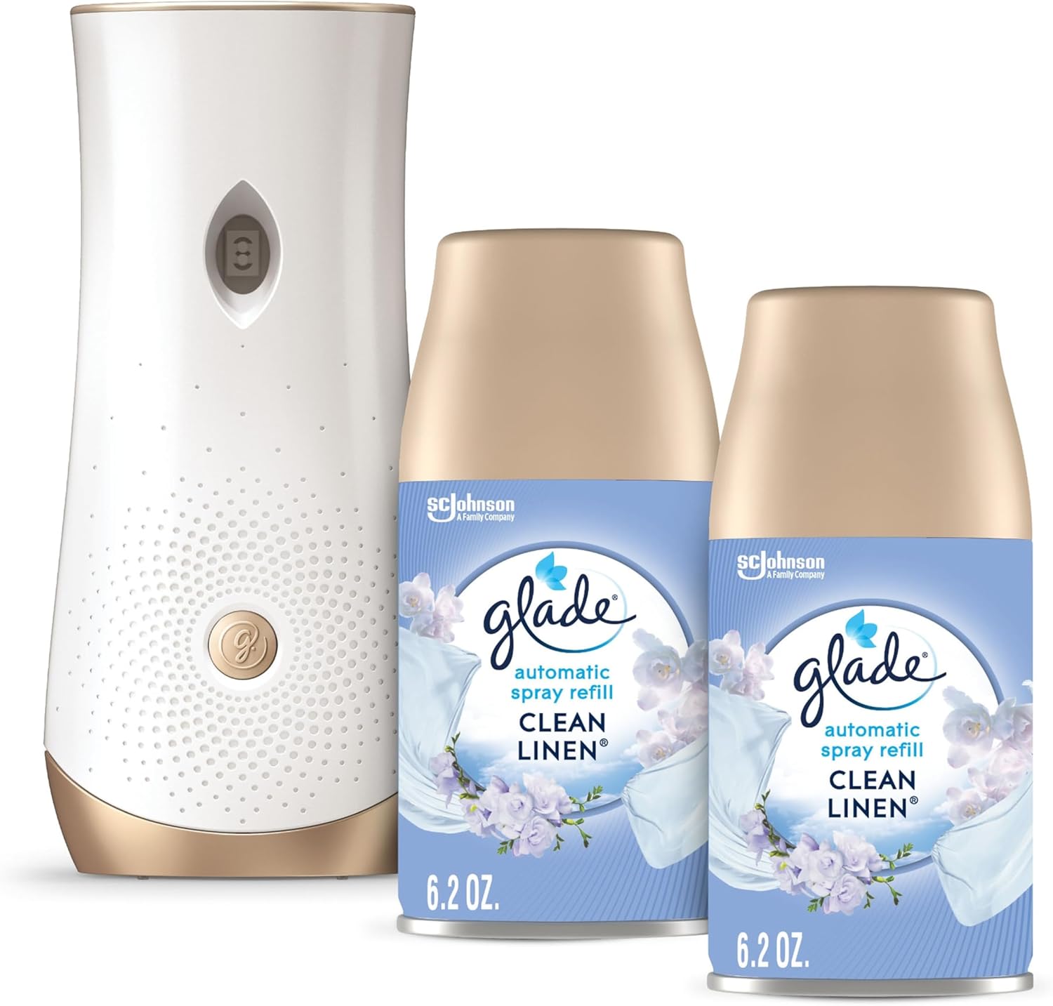 Glade Automatic Spray Refill and Holder Kit, Air Freshener for Home and Bathroom, Clean Linen, 6.2 Oz, 2 Count111mysite