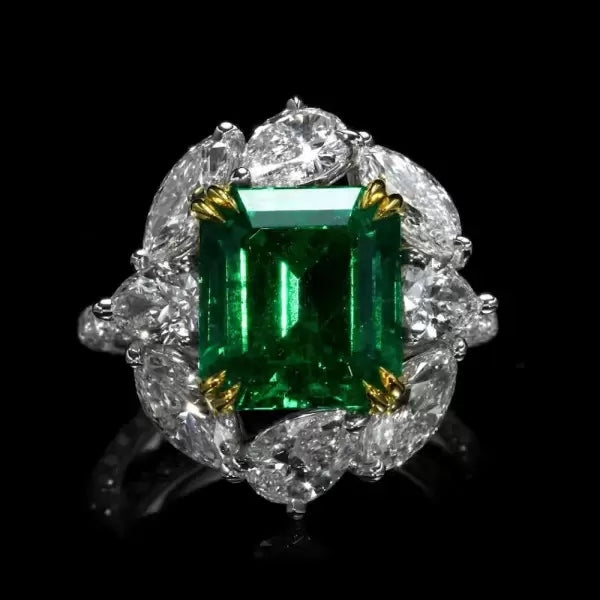 预发布站点、5ct Halo Emerald Cut Emerald Two Tone Engagement Ring、testother-12345