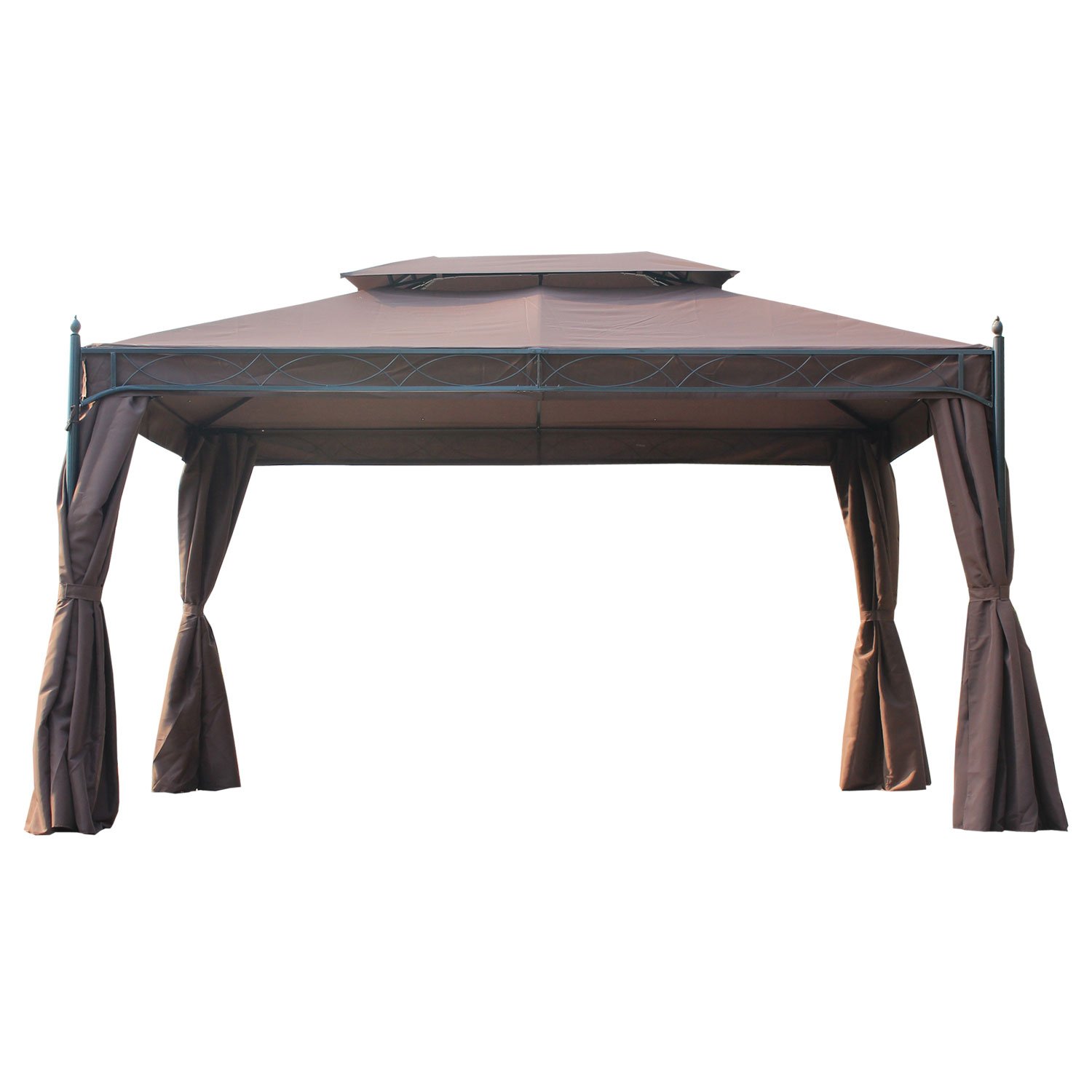 预发布站点、【Gazebo】Outsunny 10x13ft Garden Gazebo Double-Tiered with Curtain Outdoor Shelter Backyard Canopy Coffee、mysite-12345