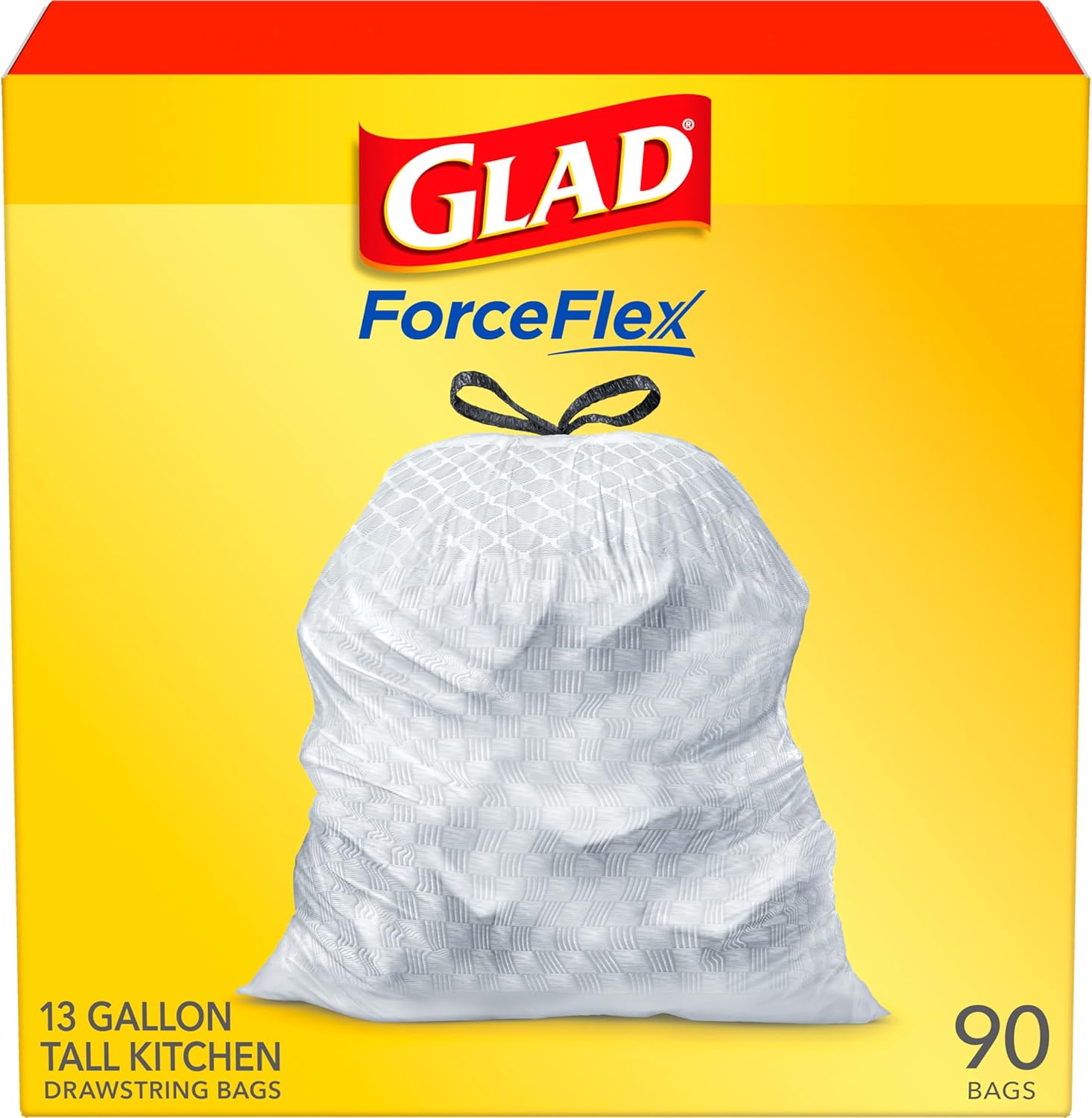 Glad Trash Bags, ForceFlex Tall Kitchen Drawstring Garbage Bags 13 Gallon White Trash Bag, Gain Moonlight Breeze scent with Febreze Freshness 100 Count (Package May Vary)111mysite
