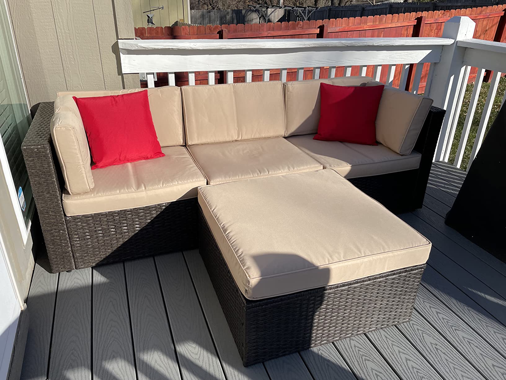 预发布站点、【Furniture】5 Pcs Patio Furniture Sets, All-Weather Brown PE Wicker Outdoor Couch Sectional Patio Set、mysite-12345
