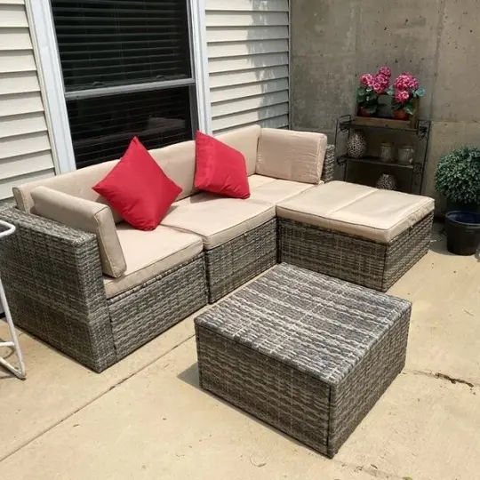 预发布站点、【Furniture】5 PATIO SET WICKER Outdoor Modular Sofa、-12345