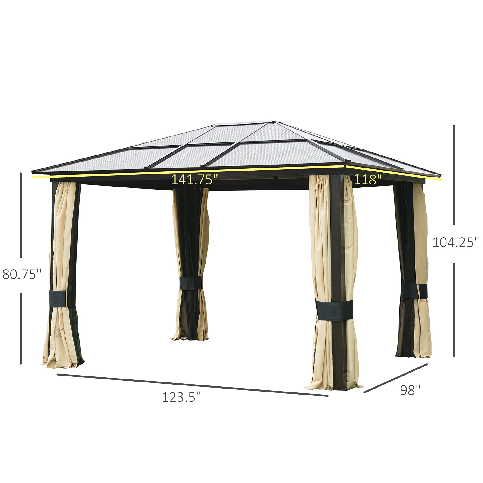 预发布站点、【Gazebo】12'L x 10'W Hard Top Gazebo Canopy Sunshelter Waterproof Sun Shade、mysite-12345