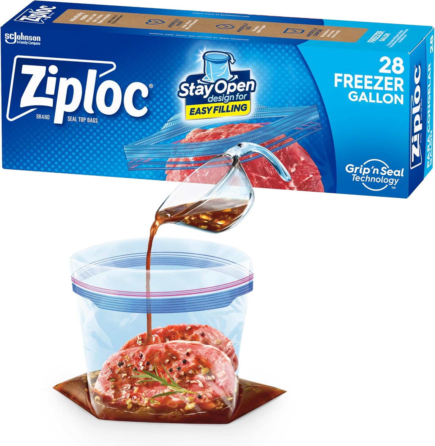 Ziploc Gallon Food Storage Freezer Bags, Stay Open Design with Stand-Up Bottom, Easy to Fill, 28 Count111mysite