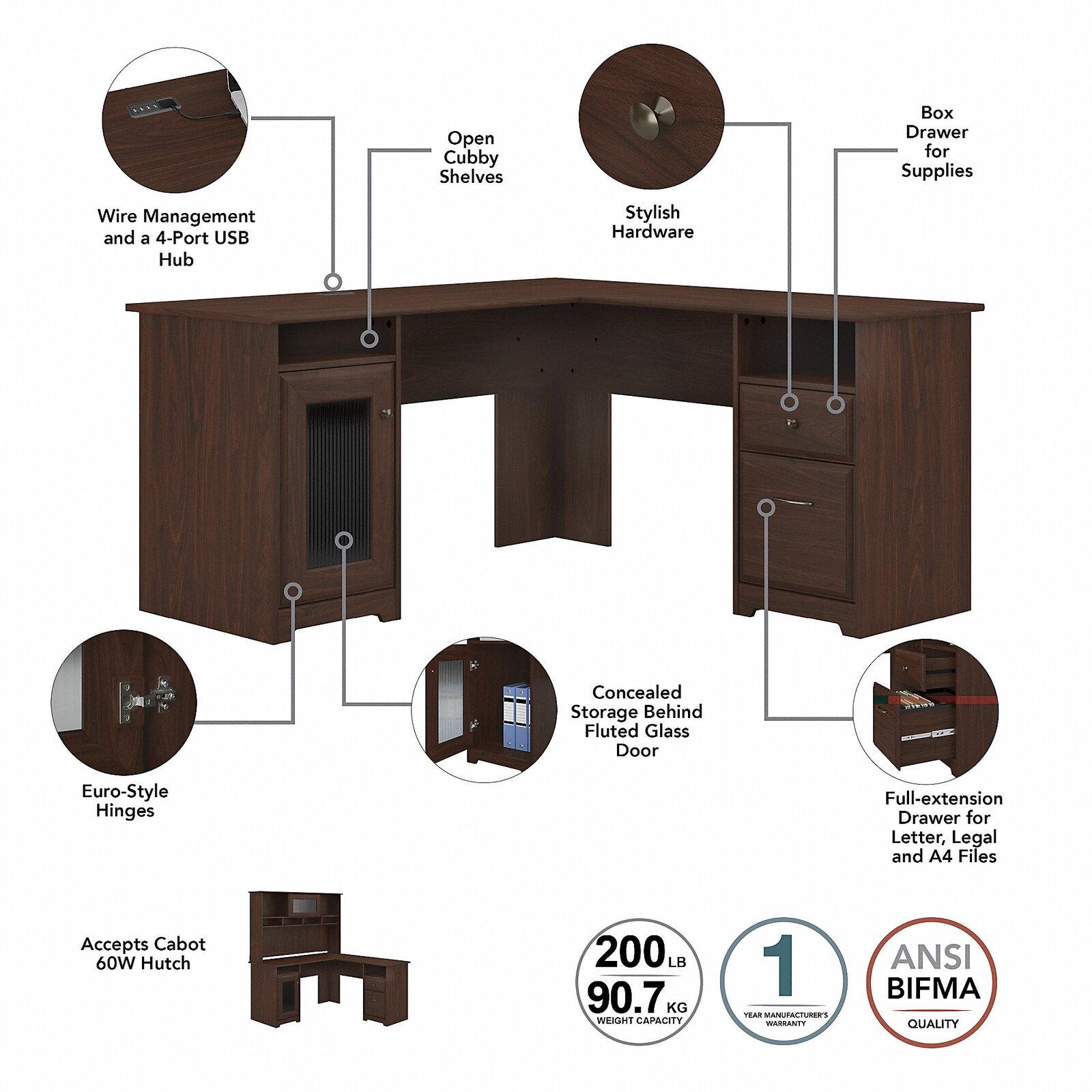 预发布站点、【Furniture】Alharby 4 Piece L-Shape Computer Desk Office Set with Hutch、-12345