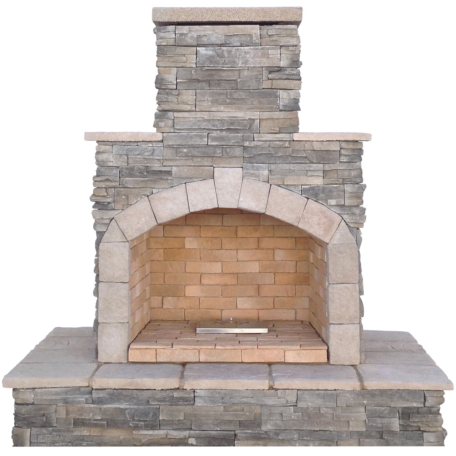 预发布站点、【Sports&Outdoors】82'' H Stone Veneer Outdoor Fireplace、-12345