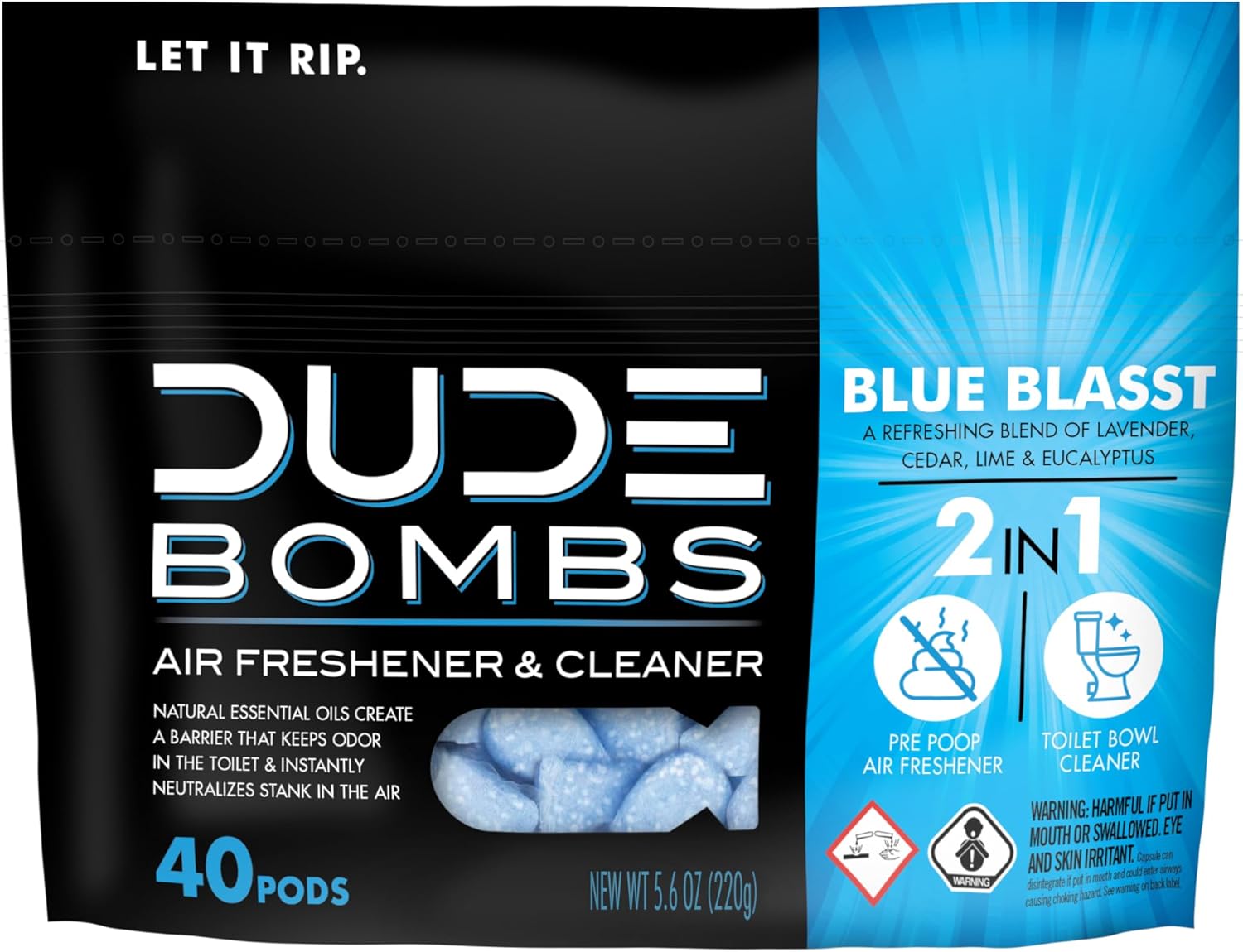 DUDE Bombs - Toilet Stank Eliminator - 1 Pack, 40 Pods - Fresh Scent 2-in-1 Stank Eliminator + Toilet Bowl Freshener - Refreshing Blend of Lavender, Cedar, Lime, and Eucalyptus111mysite