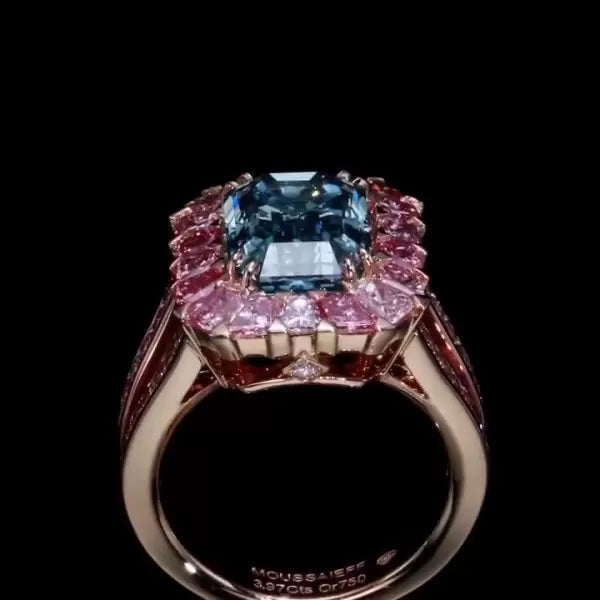 预发布站点、4ct Vivid Blue Sapphire Ring with Pink Sapphire Halo、testother-12345