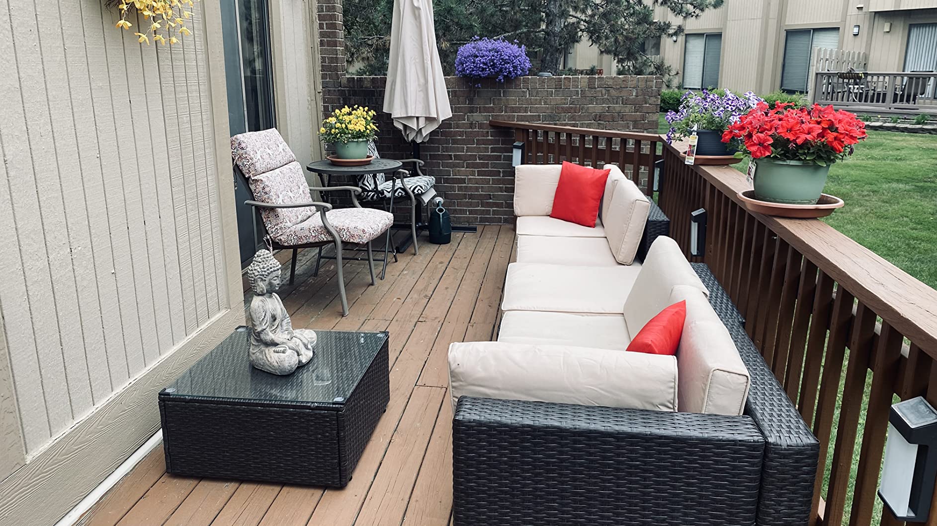 预发布站点、【Furniture】5 Pcs Patio Furniture Sets, All-Weather Brown PE Wicker Outdoor Couch Sectional Patio Set、mysite-12345