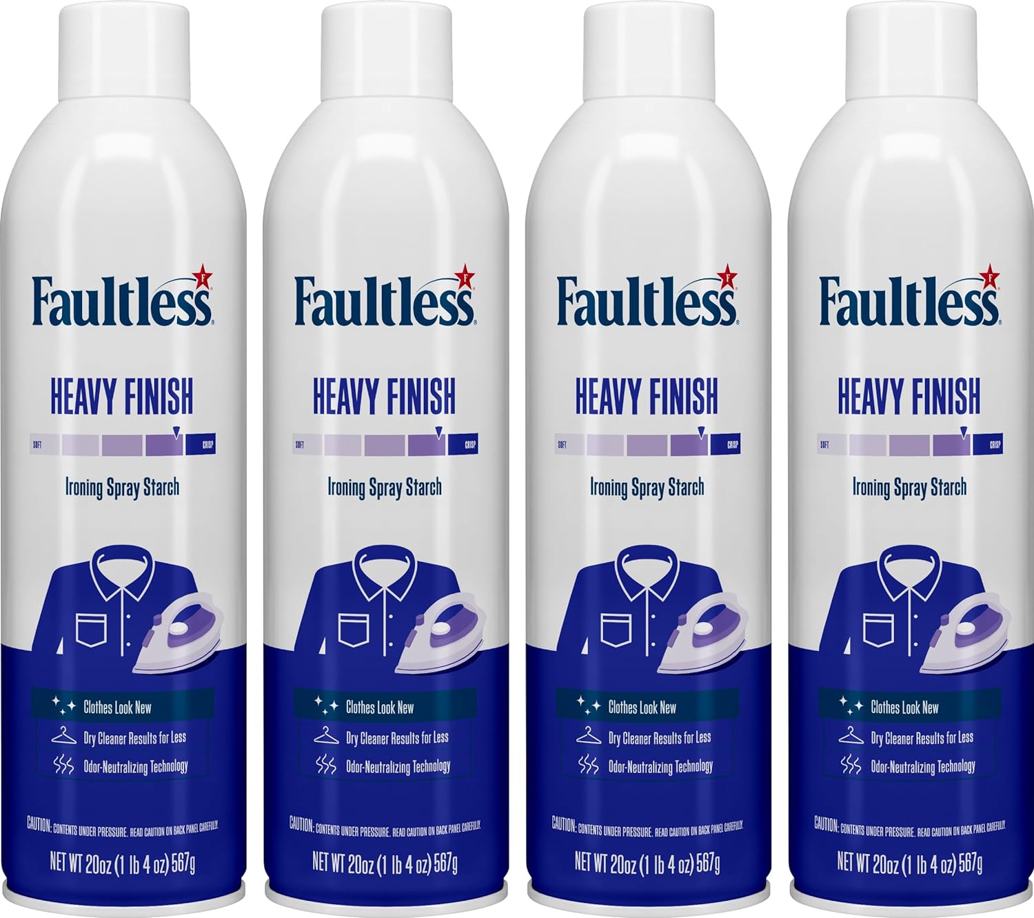Laundry Starch Spray, Faultless Heavy Spray Starch 20 oz Cans for a Smooth Iron Glide on Clothes & Fabric Even Spray, Easy Iron Glide, No Reside (Pack of 4)111mysite