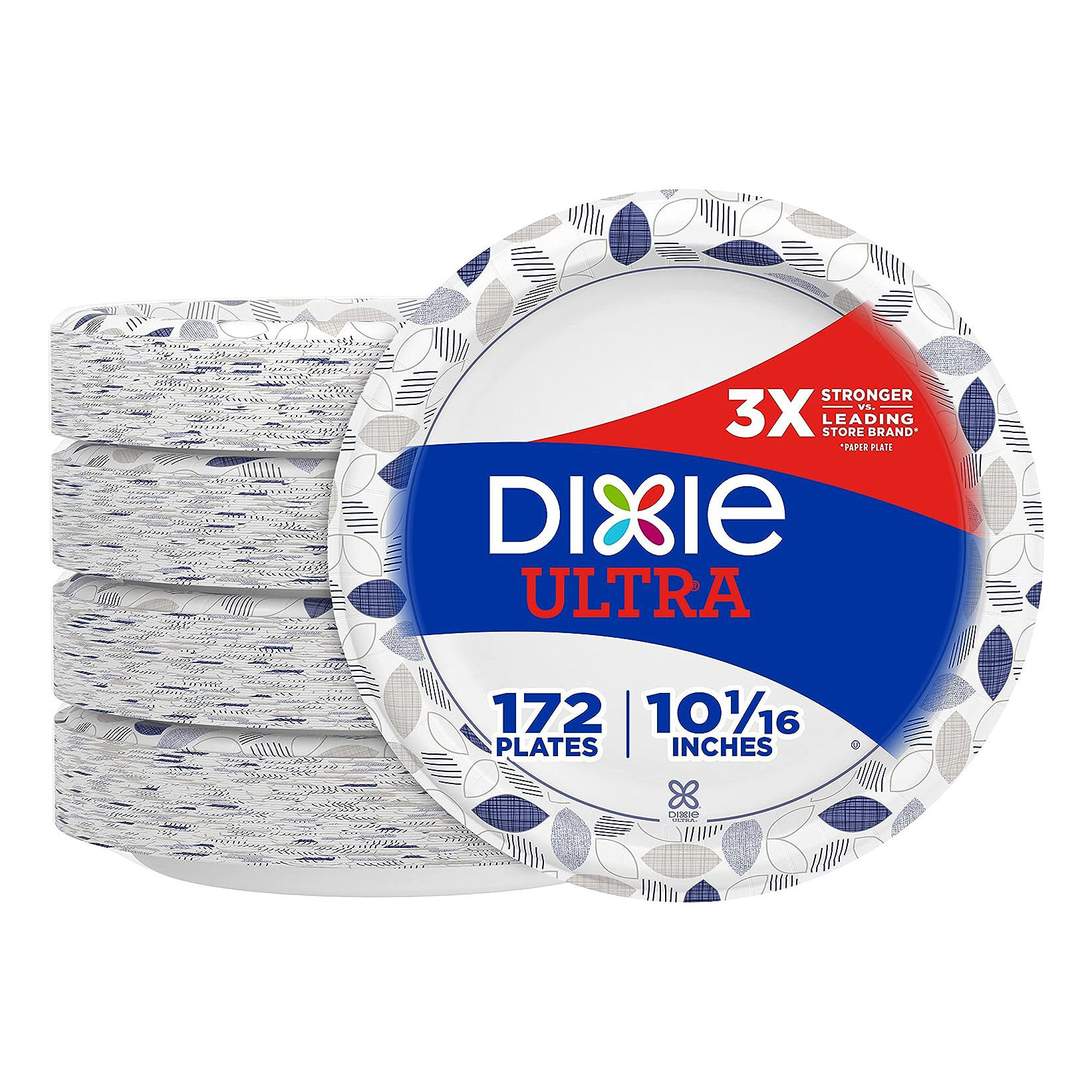 Dixie Ultra Paper Plates, 10 1/16 inch, Dinner Size Printed Disposable Plate, 172 Count (4 Packs of 43 Plates), Packaging and Design May Vary111mysite