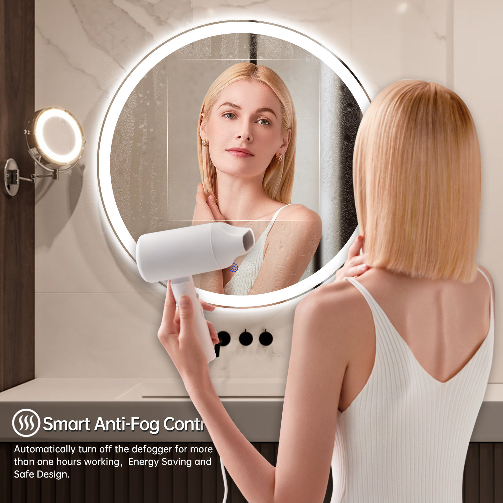 预发布站点、【Home Improvement】Modern & Contemporary Lighted Fog Free Round Bathroom / Vanity Mirror、-12345