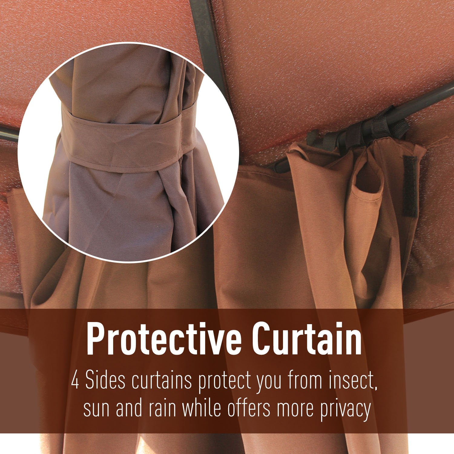 预发布站点、【Gazebo】Outsunny 10x13ft Garden Gazebo Double-Tiered with Curtain Outdoor Shelter Backyard Canopy Coffee、mysite-12345