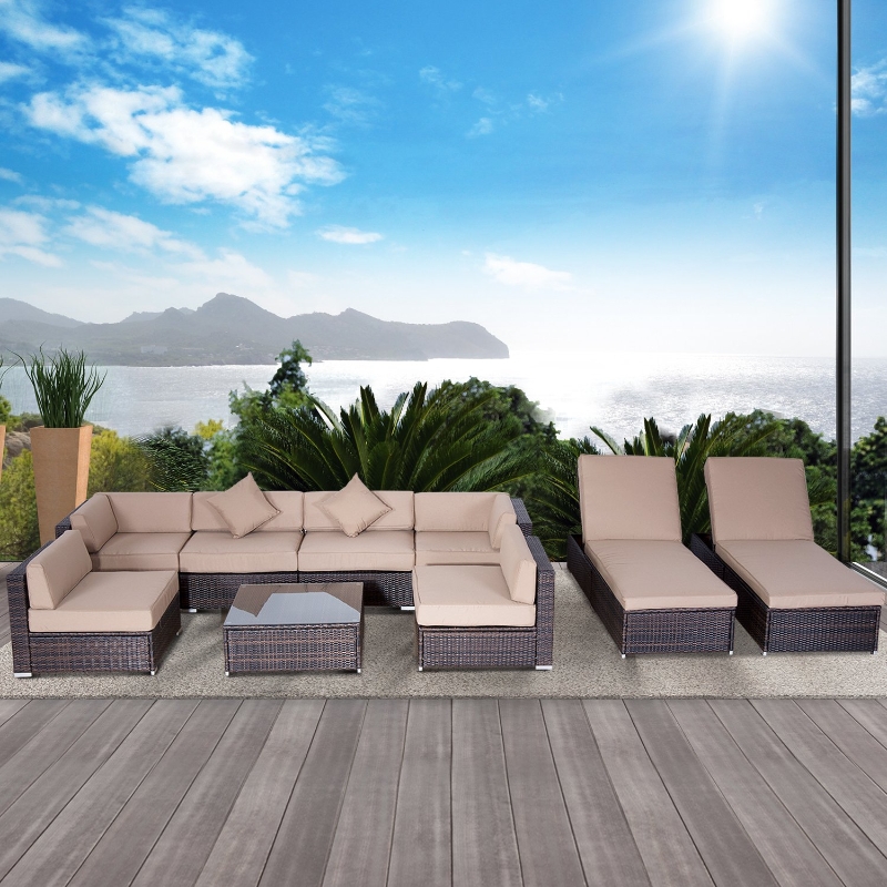 预发布站点、【Furniture】9 PCS Patio Outdoor Furniture Sets, Sectional Manual Weaving Wicker Conversation Sofa Set、mysite-12345