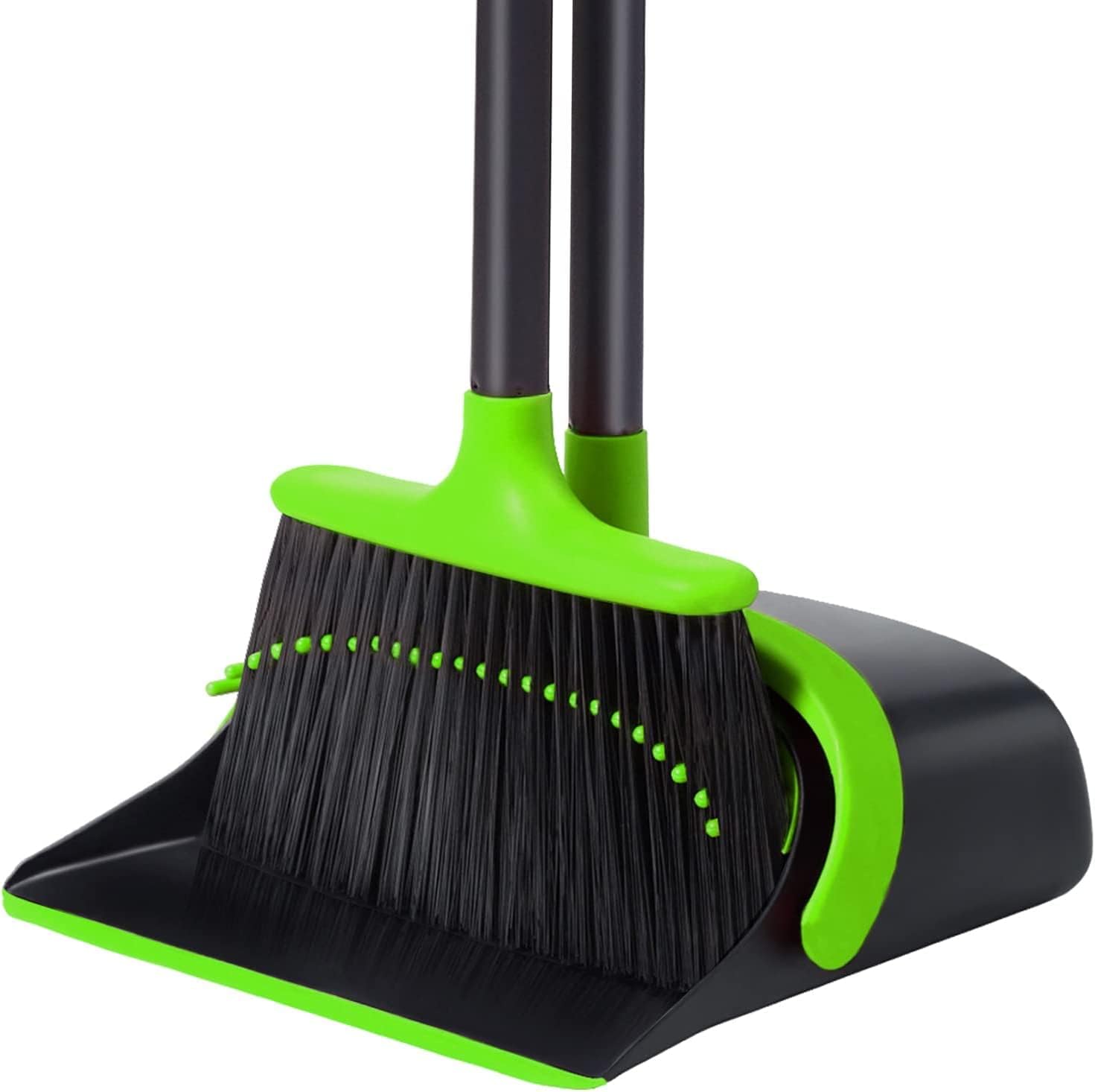 Broom with Dustpan Combo Set, Upgrade Broom and Dustpan Set for Home, 52'' Long Handle Broom and Dustpan Set, Standing Dustpan and Broom for Kitchen Office Lobby Floor111mysite