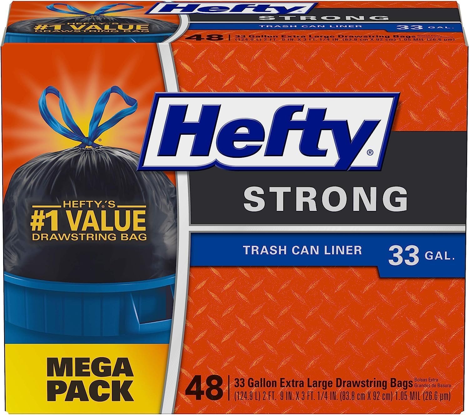 Hefty Strong Large Trash Bags, 33 Gallon, 48 Count111mysite
