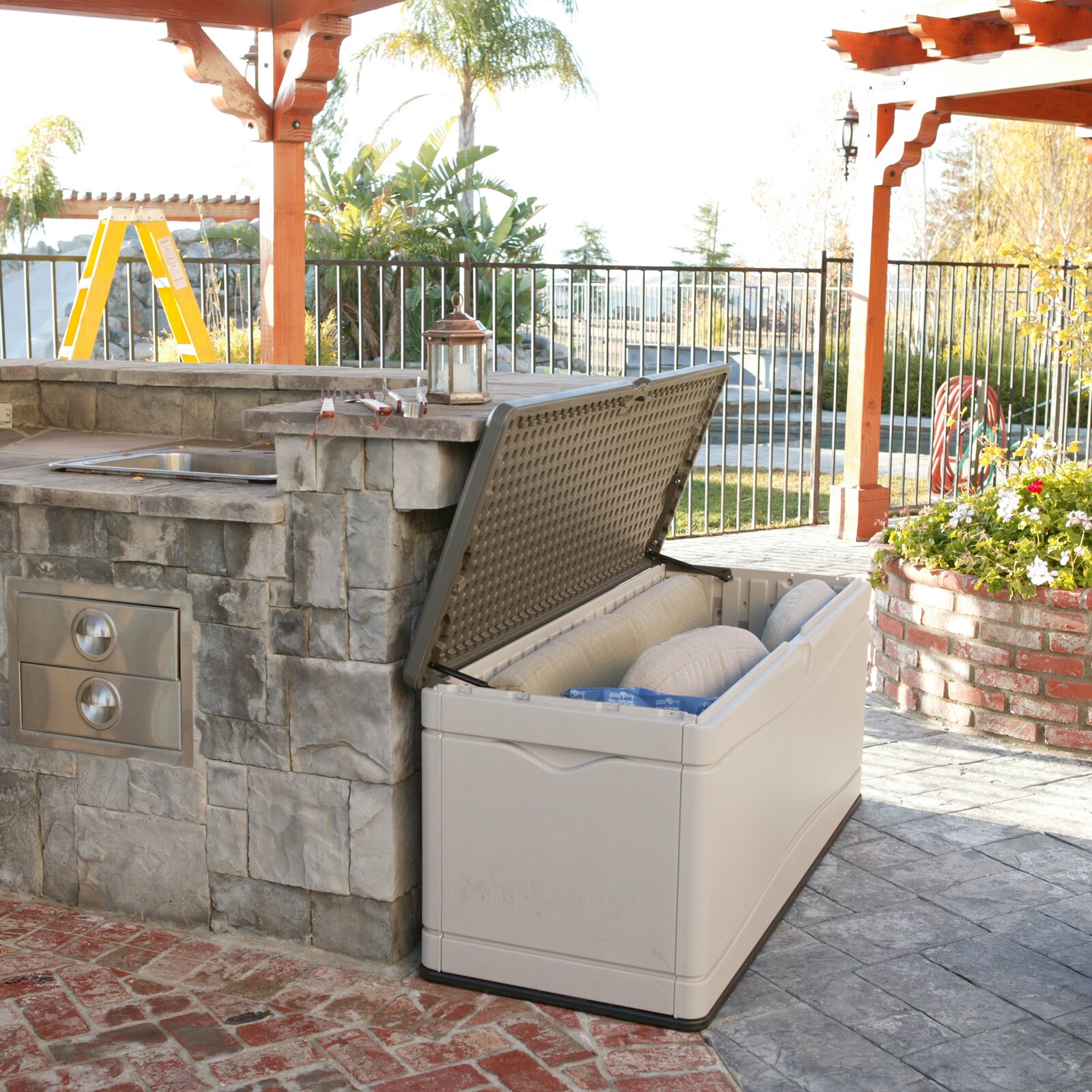 预发布站点、【Storage Shed】Lifetime 130 Gallons Gallon Water Resistant Plastic Lockable Deck Box、-12345