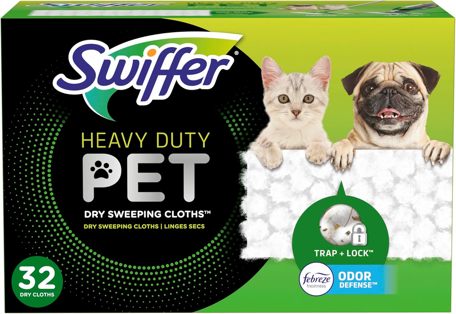 Swiffer Sweeper Pet Heavy Duty Dry Multi-Surface Cloth Refills for Floor Sweeping and Cleaning, Febreze Freshness, 32 count111mysite