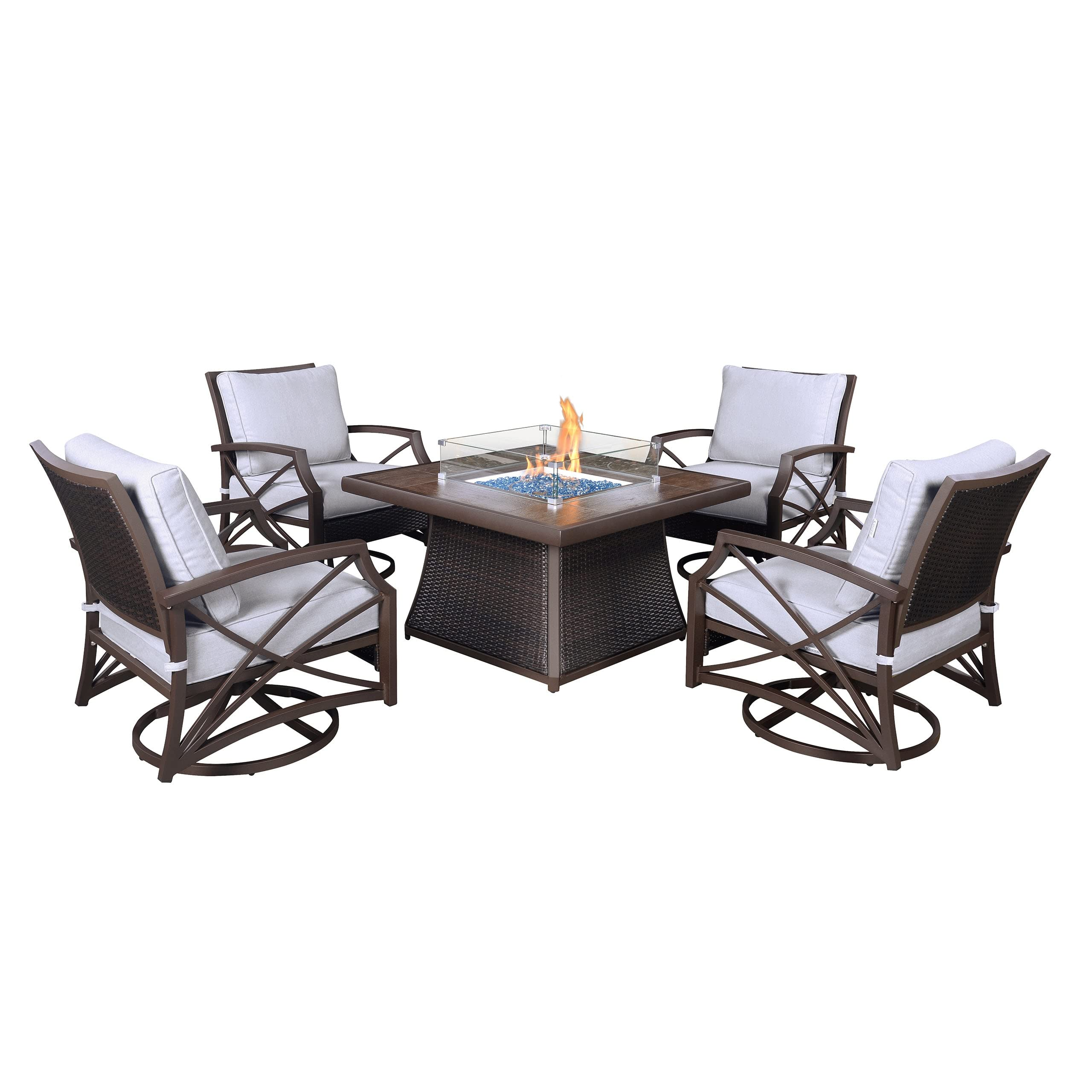 预发布站点、【Furniture】Kinger Home Propane Brazier Table 5-Piece Set, Suitable for Outdoor Patios、mysite-12345