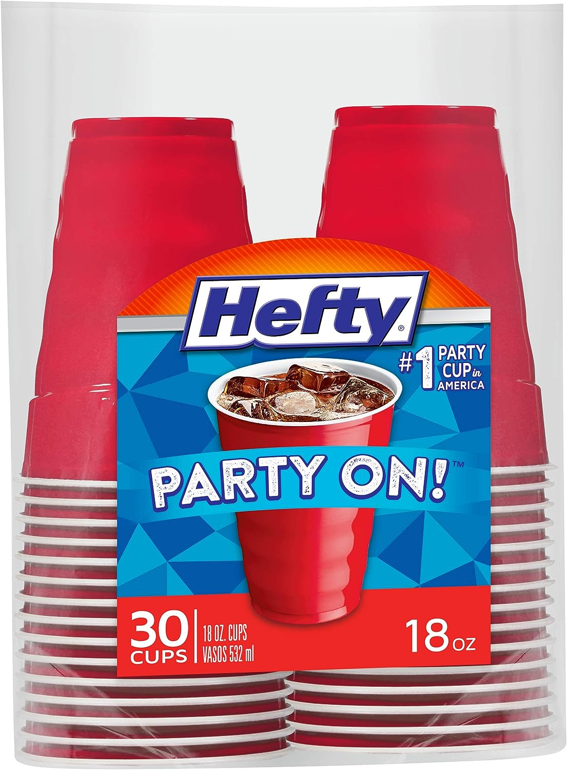 Hefty Party On Disposable Plastic Cups, Red, 18 Ounce, 30 Count111mysite