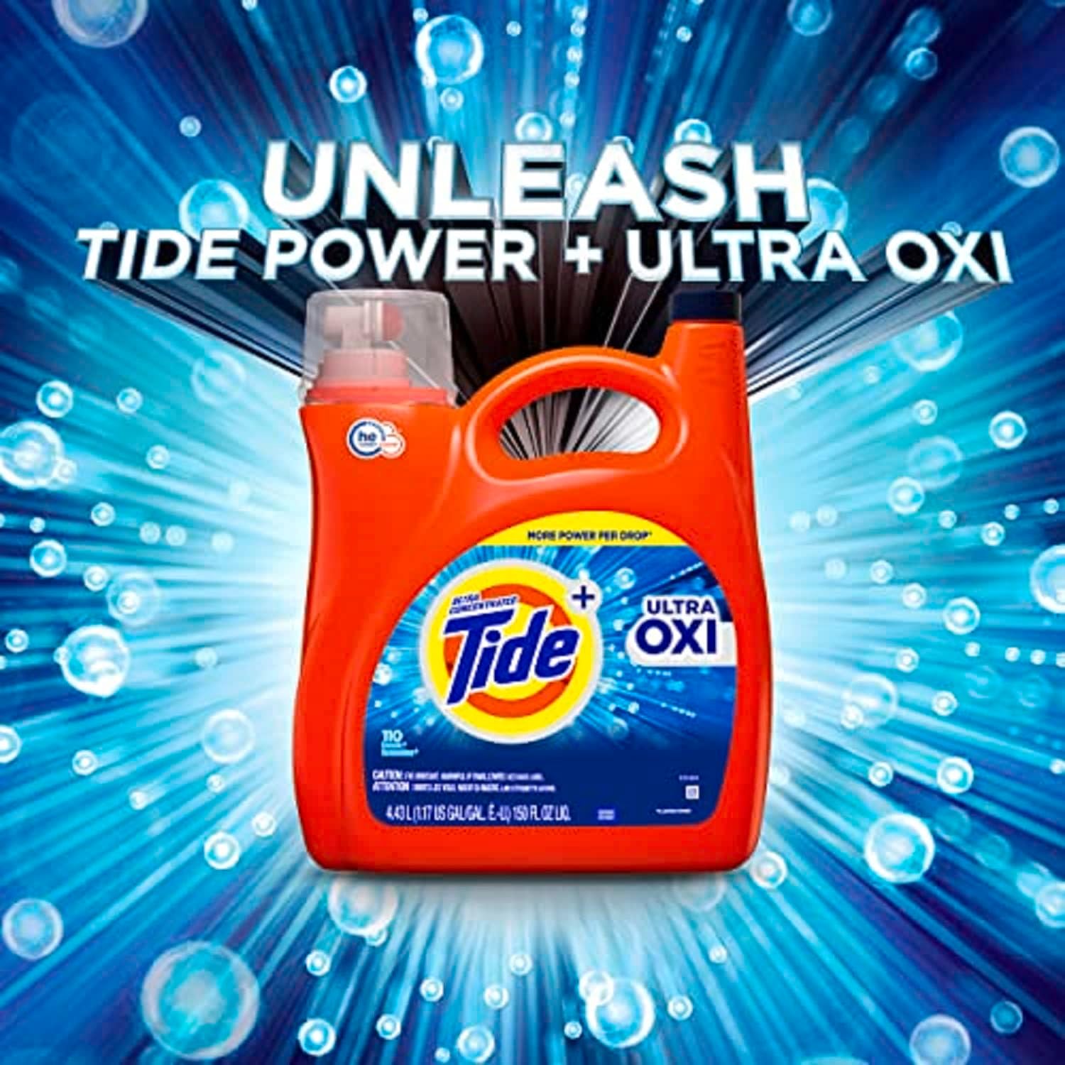 Tide Ultra Oxi Liquid Laundry Detergent Soap, HE Compatible, 94 Loads, 132 fl oz111mysite