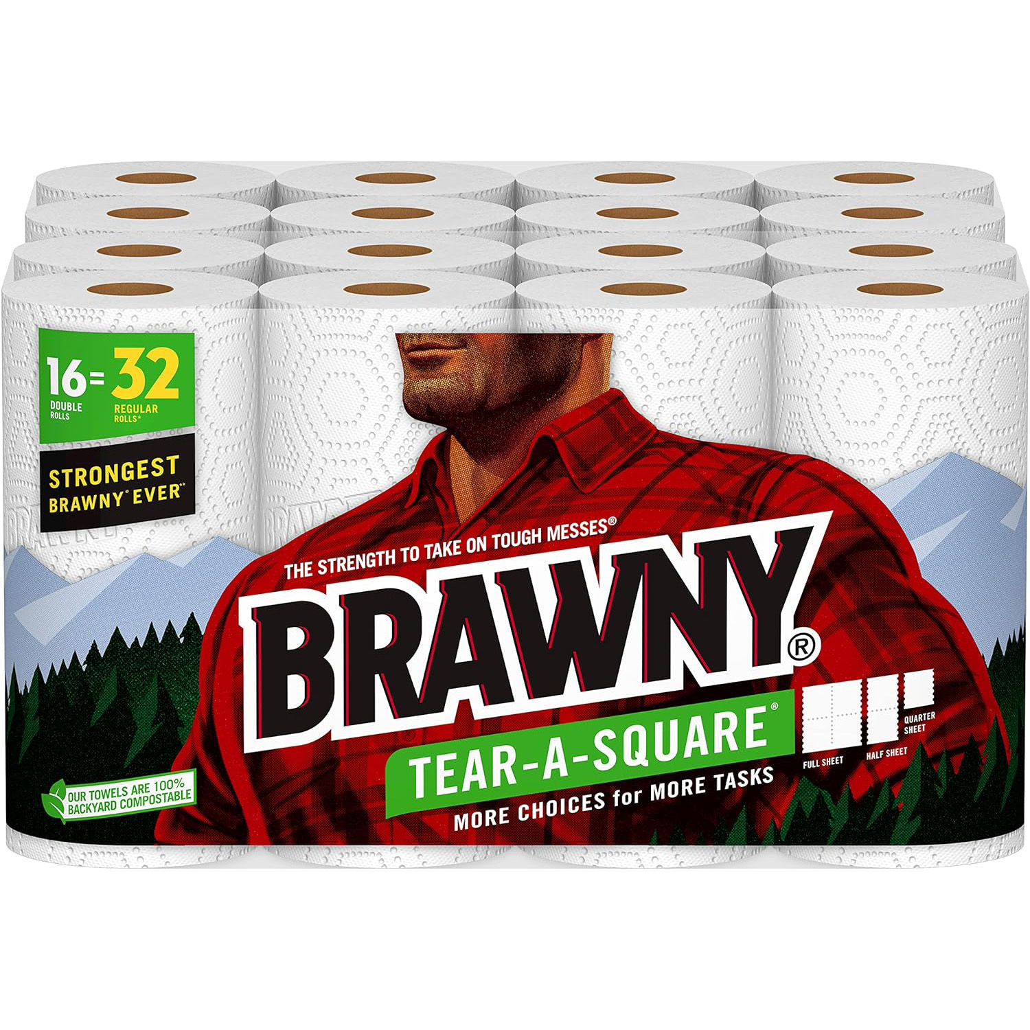 Brawny® Tear-A-Square® Paper Towels, 16 Double Rolls = 32 Regular Rolls111mysite