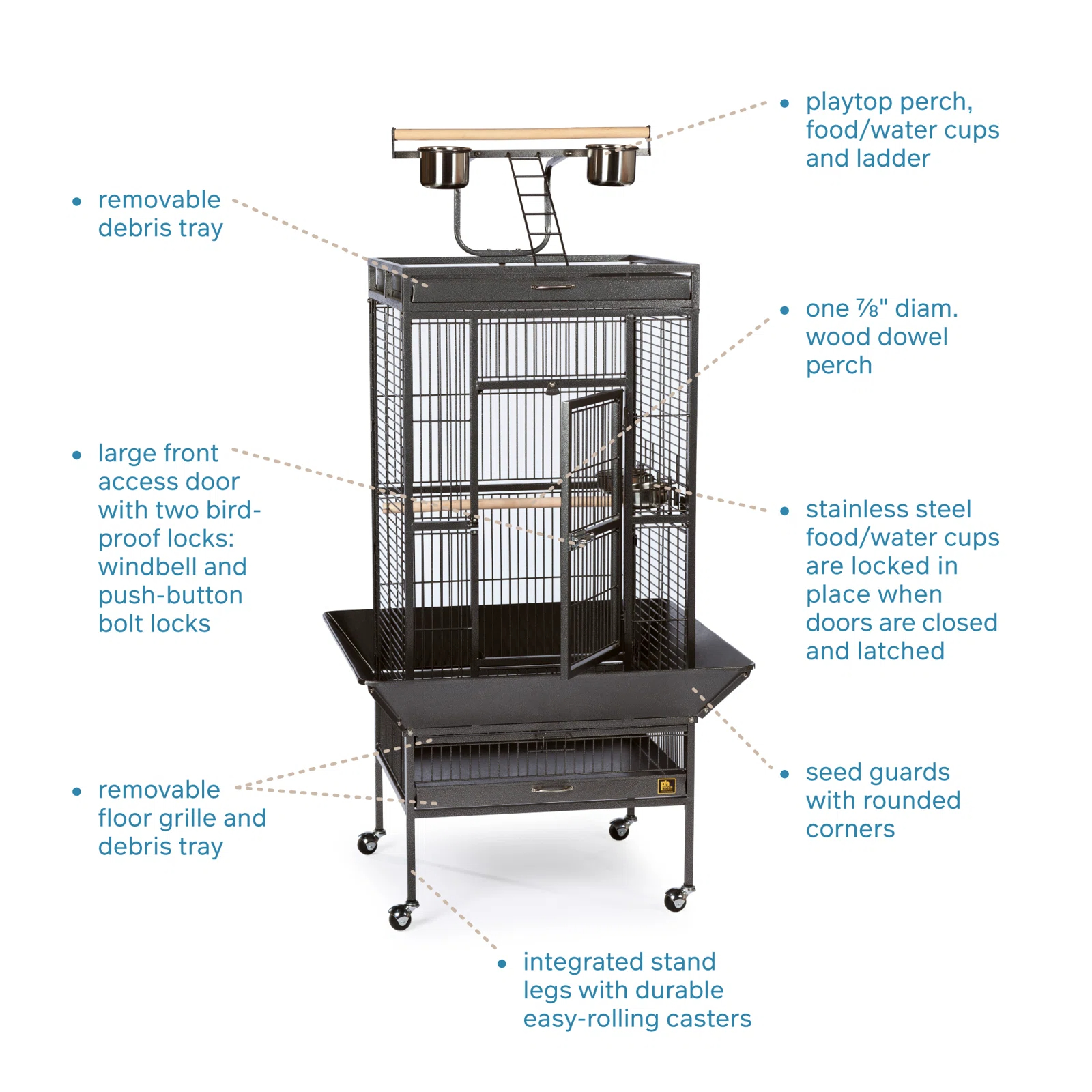 预发布站点、【Pet】Bremer Steel Play Top Floor Bird Cage with Wheels、-12345