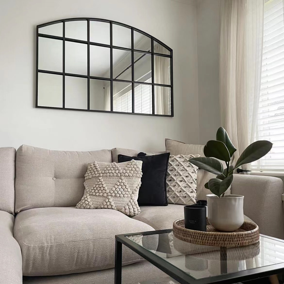 预发布站点、【Home Improvement】Kaxton Window Pane Metal Mirror、-12345