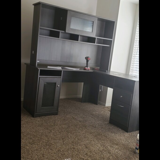 预发布站点、【Furniture】Alharby 4 Piece L-Shape Computer Desk Office Set with Hutch、-12345