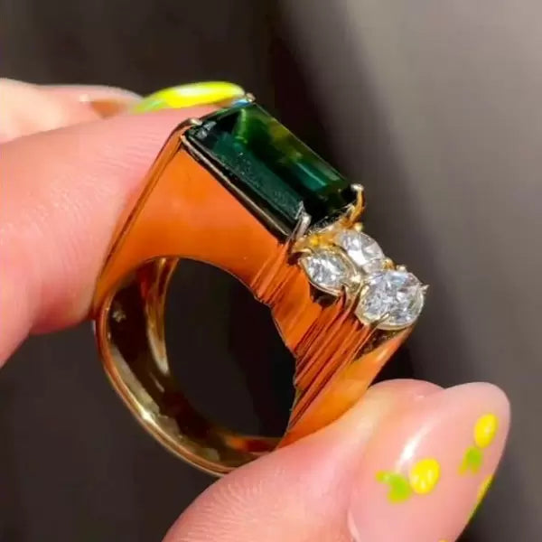 预发布站点、5.5ct Emerald Cut Emerald Asymmetric Engagement Ring、testother-12345