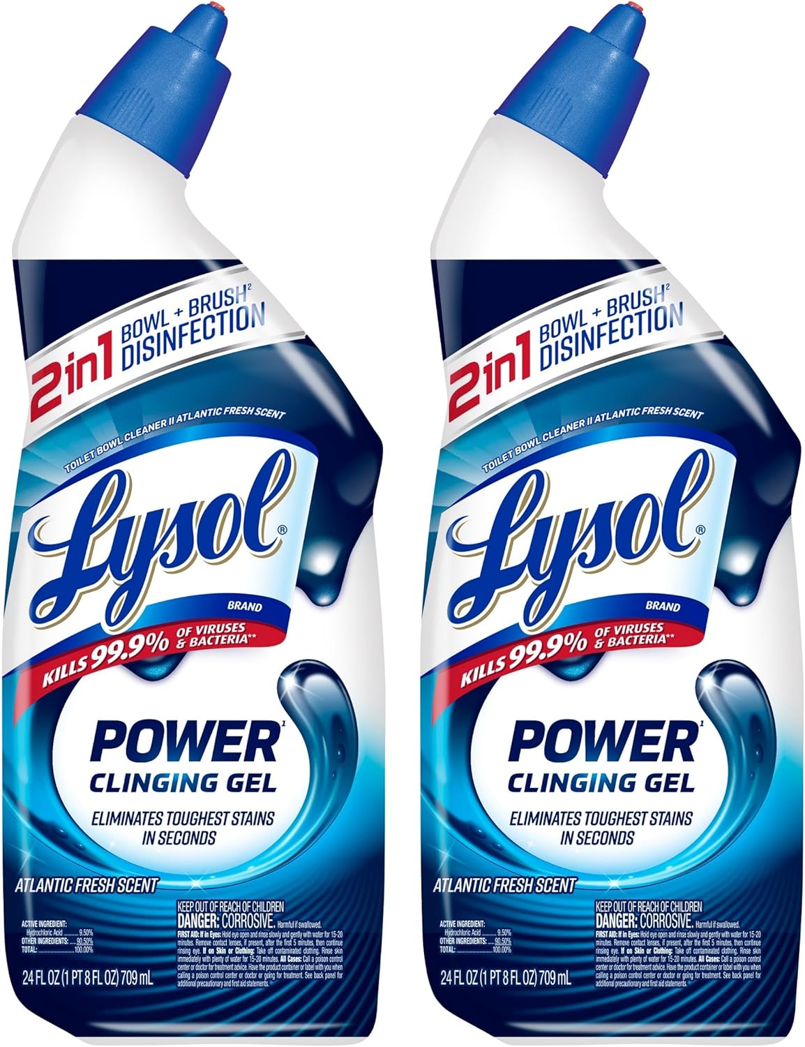 Lysol Power Toilet Bowl Cleaner Gel, For Cleaning and Disinfecting, Stain Removal, 24 Fl oz (2-pack),Packaging may vary111mysite