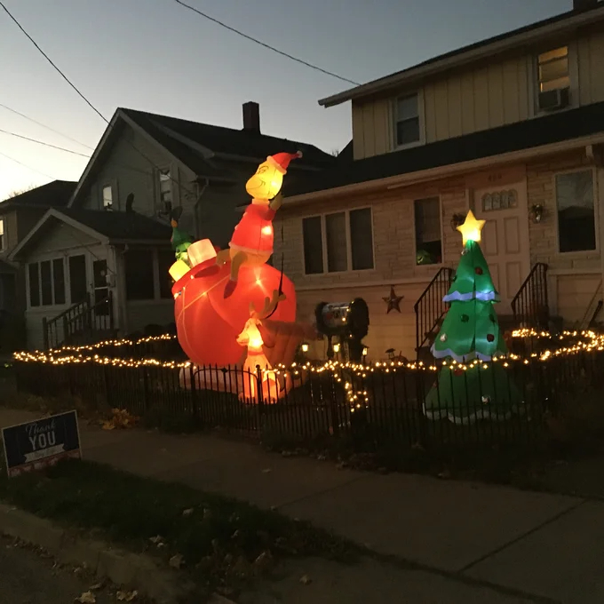 预发布站点、【Décor】Airblown Grinch and Max in Sleigh Colossal Scene Inflatable、-12345