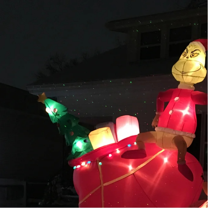 预发布站点、【Décor】Airblown Grinch and Max in Sleigh Colossal Scene Inflatable、-12345