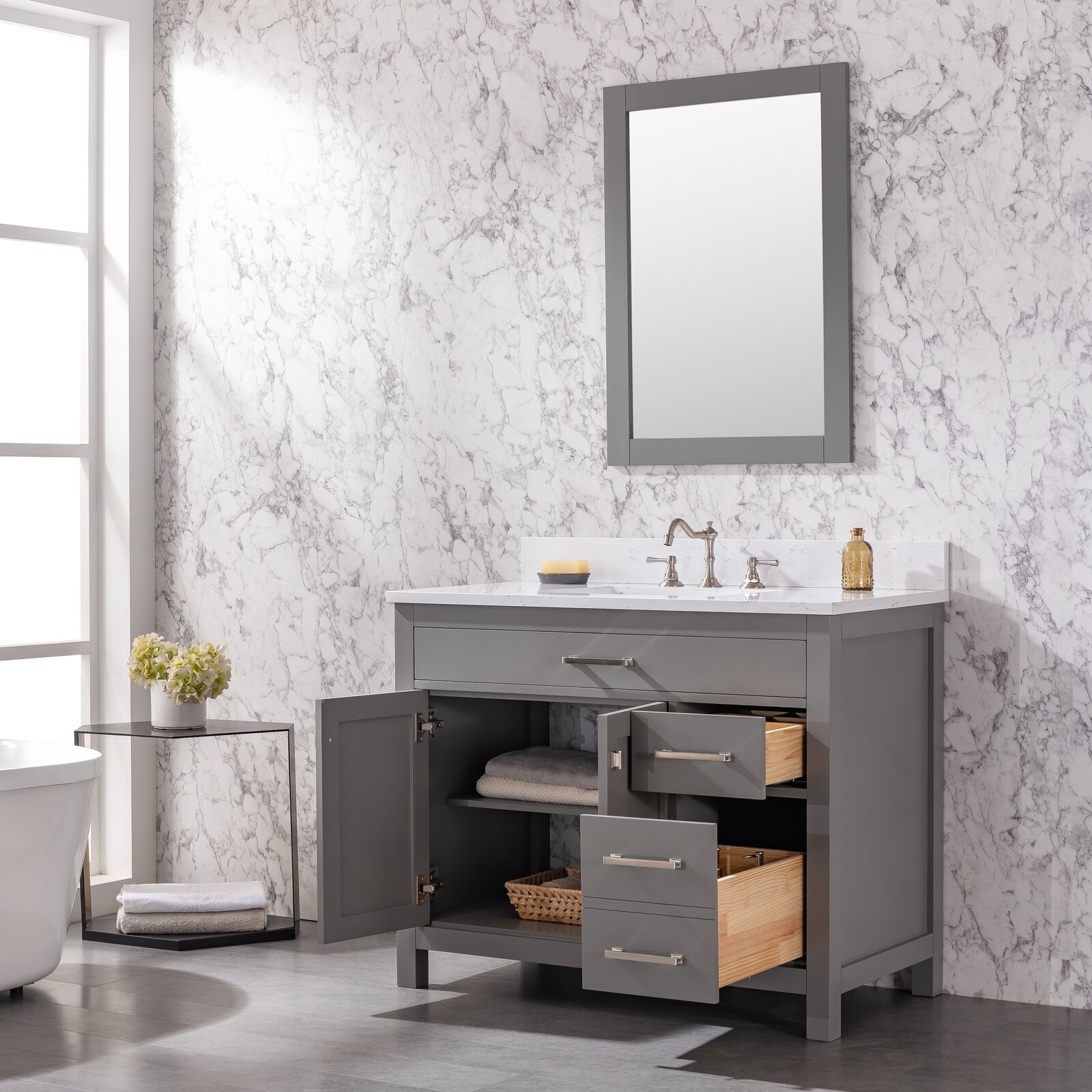 预发布站点、【Home Improvement】Atencio 42" Single Bathroom Vanity Set、-12345