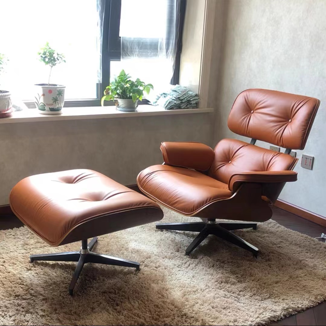 预发布站点、【Furniture】【BS】Genuine Leather Recliner with Ottoman, Mid Century Classic Lounge Chair、mysite-12345
