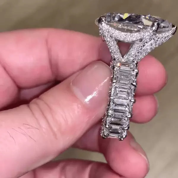 预发布站点、5ct Pear Cut White Sapphire Engagement Ring、testother-12345