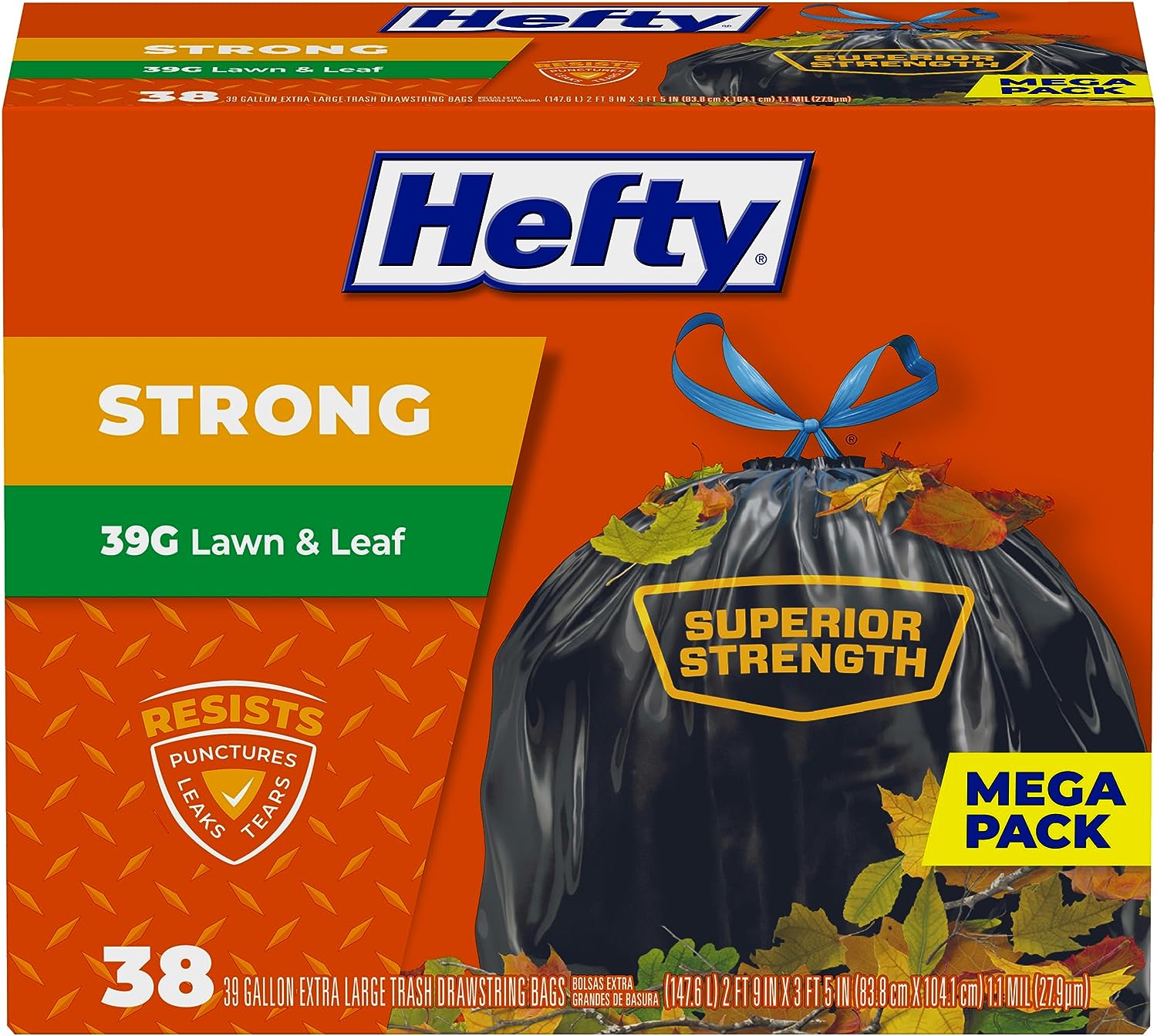 Hefty Strong Lawn & Leaf Trash Bags, 39 Gallon, 38 Count111mysite