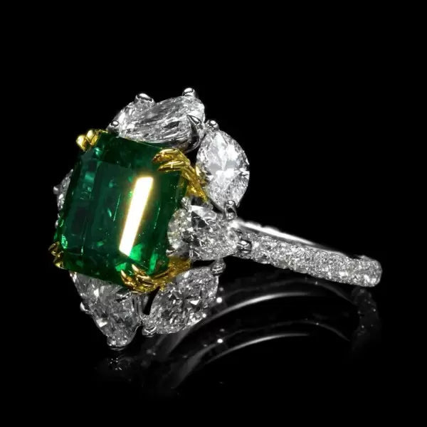 预发布站点、5ct Halo Emerald Cut Emerald Two Tone Engagement Ring、testother-12345