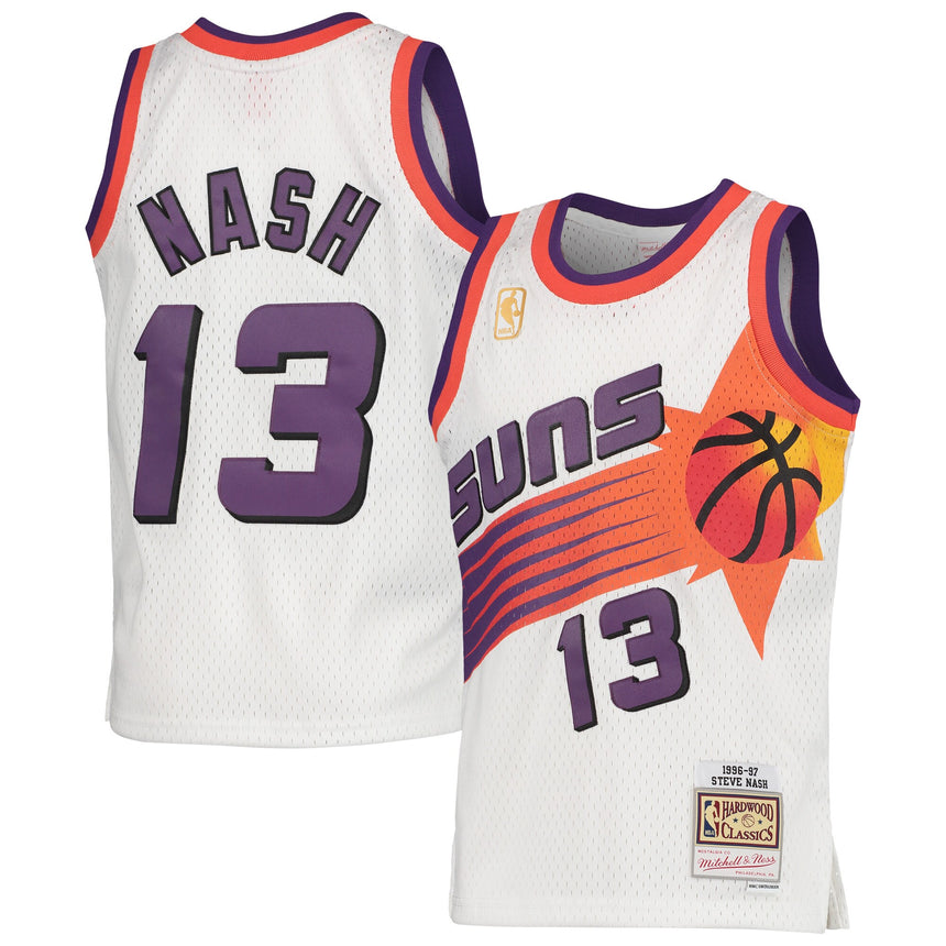 预发布站点、Youth Phoenix Suns Steve Nash Mitchell & Ness White 1996-97 Hardwood Classics Swingman Jersey、FF-CUSTOM-12345