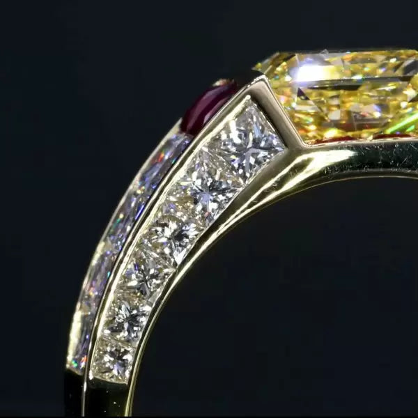 预发布站点、5.6ct Princess Cut Yellow Sapphire Cocktail Ring、testother-12345