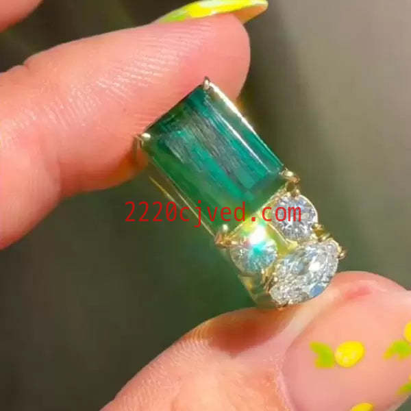 预发布站点、5.5ct Emerald Cut Emerald Asymmetric Engagement Ring、testother-12345