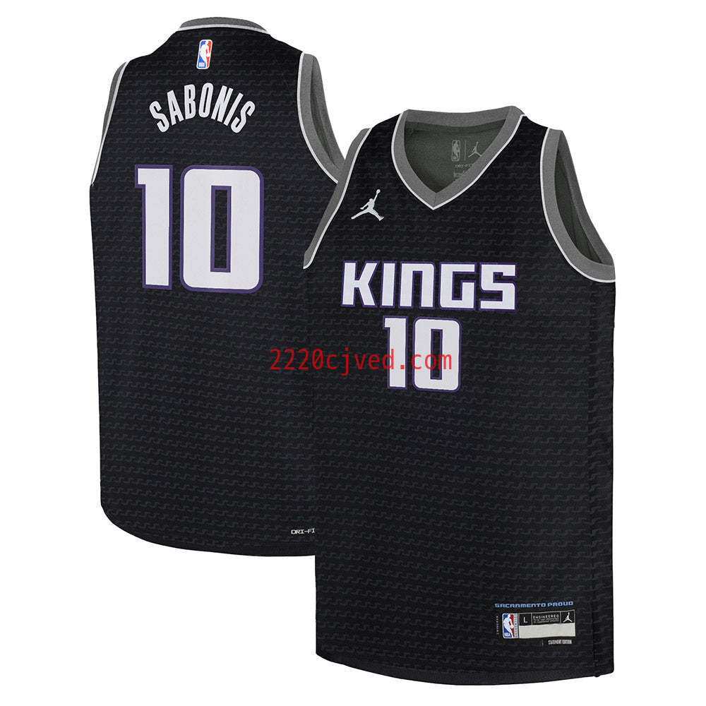 预发布站点、Youth Sacramento Kings Domantas Sabonis Statement Edition Jersey - Black、FF-CUSTOM-12345