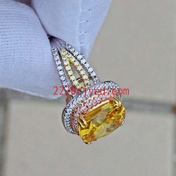 预发布站点、5.6ct Cushion Cut Yellow Sapphire Engagement Ring、testother-12345