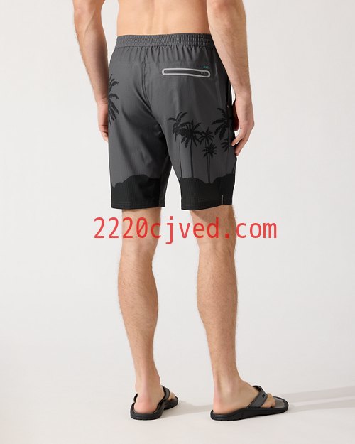 预发布站点、Big and Tall Monterey Coast Midnight IslandZone Elastic-Waist Shortsenglish、-12345